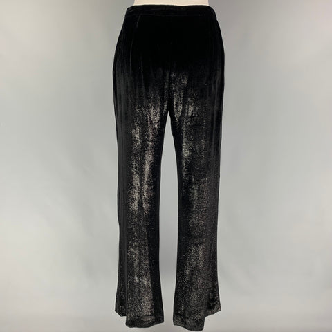 GIORGIO ARMANI Taille 4 Pantalon habillé à jambe large scintillant en mélange de viscose noir
