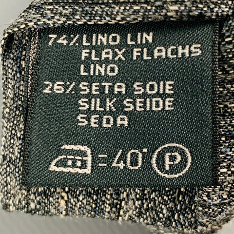 ERMENEGILDO ZEGNA Grey White Diagonal Stripe Linen Silk Tie