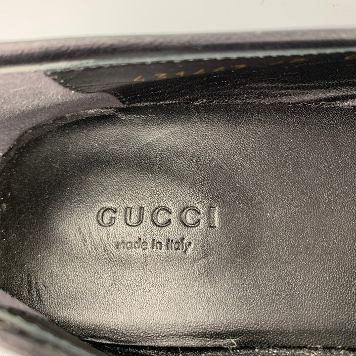 GUCCI New Jordaan Size 10 Black Velvet Horsebit Loafers
