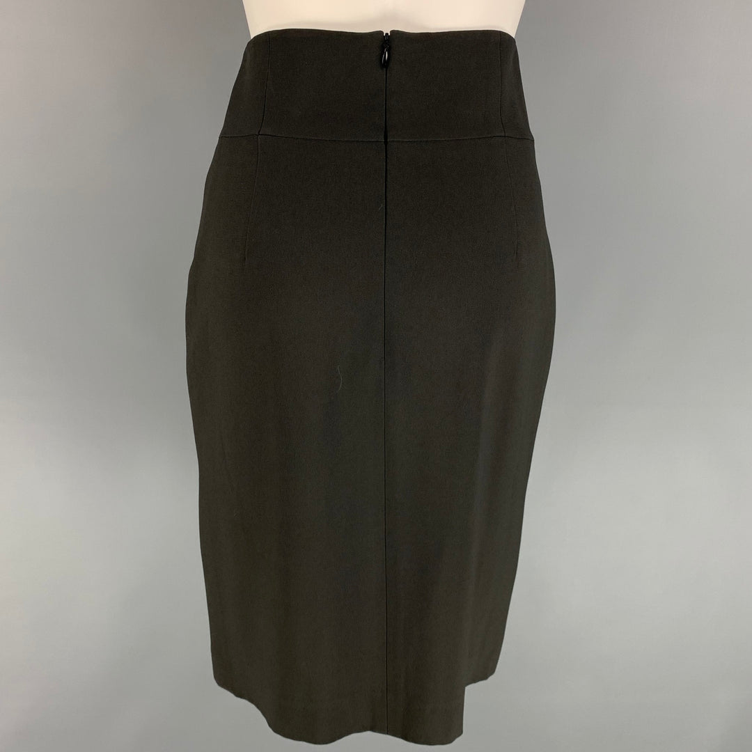 AKRIS Size 6 Charcoal Acetate / Viscose Pencil Mid-Calf Skirt
