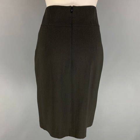 AKRIS Size 6 Charcoal Acetate / Viscose Pencil Mid-Calf Skirt