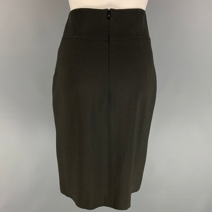 AKRIS Size 6 Charcoal Acetate / Viscose Pencil Mid-Calf Skirt