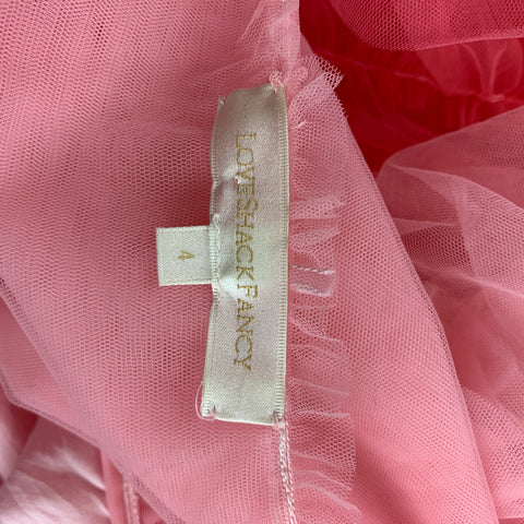 LOVESHACKFANCY Taille 4 Robe longue à volants en nylon rose ombré