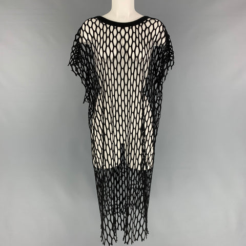 DRIES VAN NOTEN Size L Black Polyester Mesh Long Casual Top