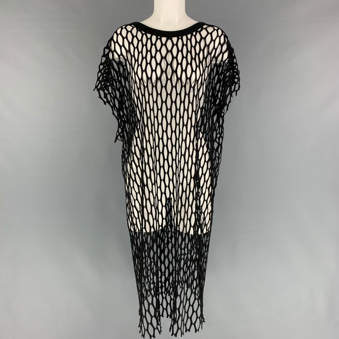 DRIES VAN NOTEN Size L Black Polyester Mesh Long Casual Top