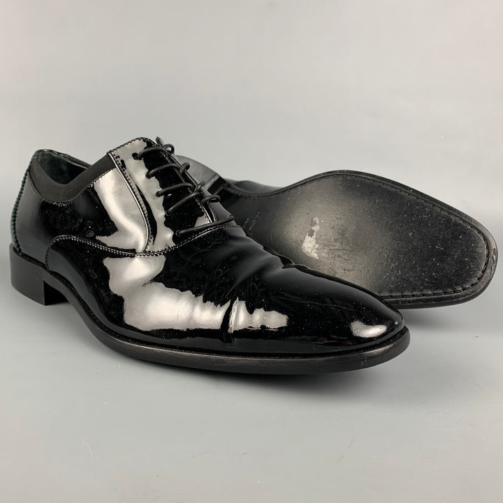 SALVATORE FERRAGAMO Size 8.5 Black Leather Lace Up Shoes