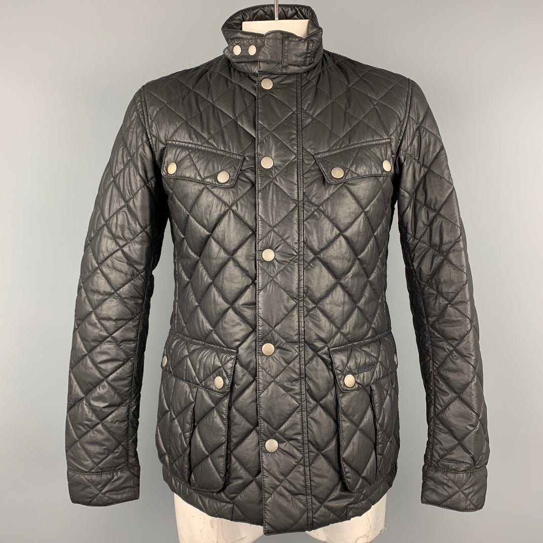 BARBOUR x Steve McQueen Collection Size L Black Quilted Polyester Zip & Snaps Jacket