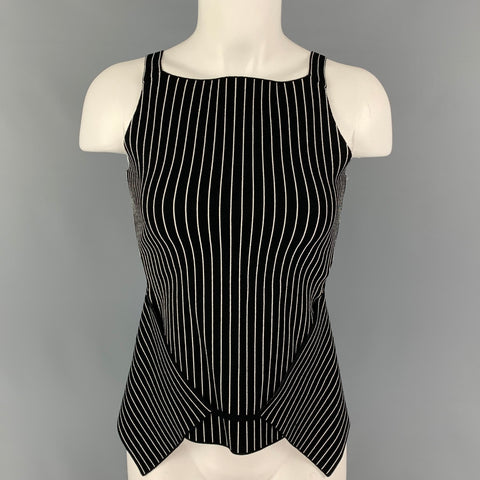 ALEXANDER WANG Size XS Black White Viscose Blend Stripe Sleeveless Top