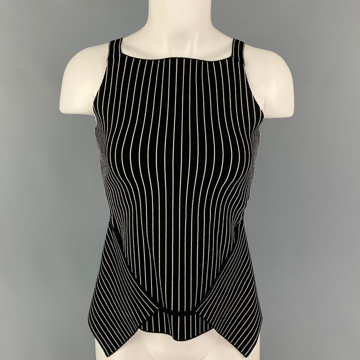 ALEXANDER WANG Size XS Black White Viscose Blend Stripe Sleeveless Top