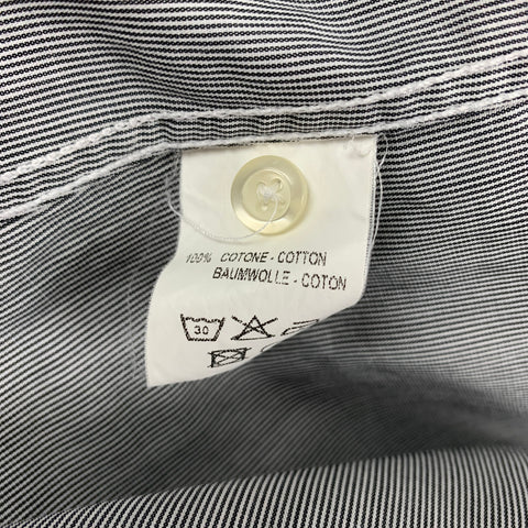 LAB by PAL ZILERI Size L Black White Stripe Cotton Long Sleeve Shirt