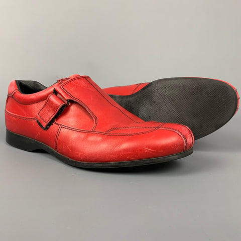 PRADA Sport Size 9.5 Red Leather Hook & Loop Loafers