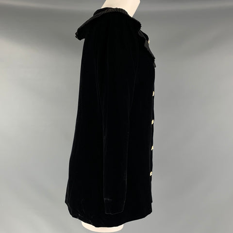GIVENCHY Size 6 Black Viscose  Rayon Ruffled Long Sleeve Dress Top