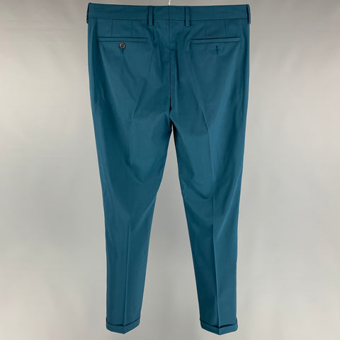PAUL SMITH Taille 32 Pantalon habillé en laine sarcelle / nylon zip fly