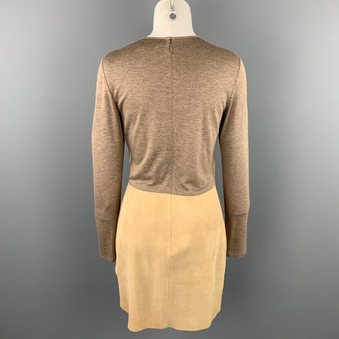 REBECCA TAYLOR Taille 6 Robe droite en Lyocell bicolore taupe