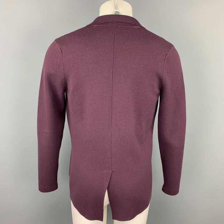 CRUCIANI Taille 40 Cardigan à revers cranté boutonné en laine aubergine