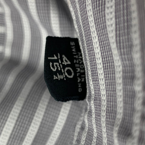 TOM FORD Size M Grey Striped Cotton Spread Collar Long Sleeve Shirt