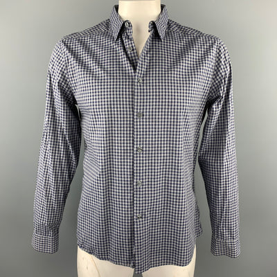 PS by PAUL SMITH Size L Navy & Gray Gingham Cotton Button Up Long Sleeve Shirt