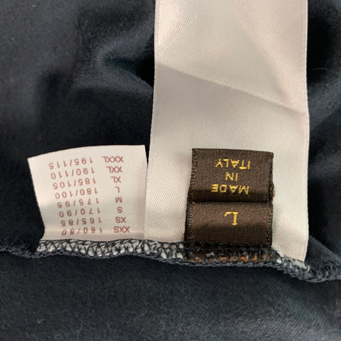 LOUIS VUITTON Size L Grey Solid Cotton Henley T-shirt