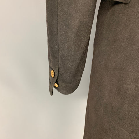 RRL by RALPH LAUREN Limited Edition Size XL Charcoal Suede Double Breasted Military Coat