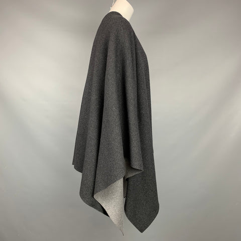 MAX MARA Châle Cape Serra réversible gris et anthracite chiné