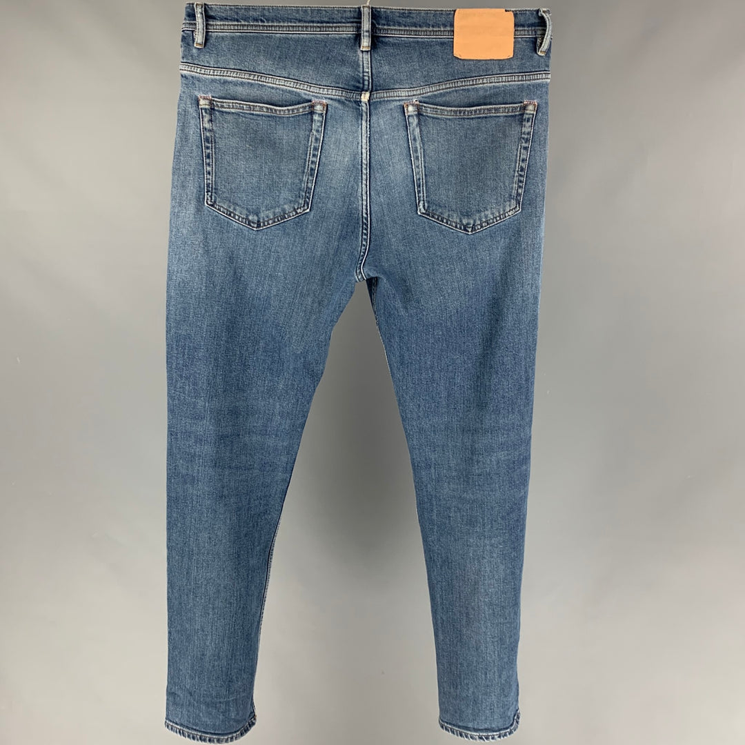 ACNE STUDIOS Size 34 Blue Washed Cotton Slim Jeans