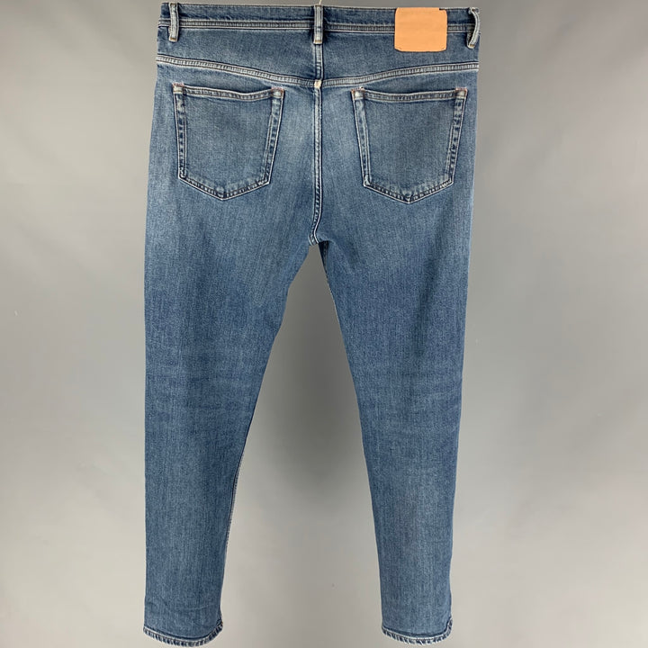ACNE STUDIOS Size 34 Blue Washed Cotton Slim Jeans