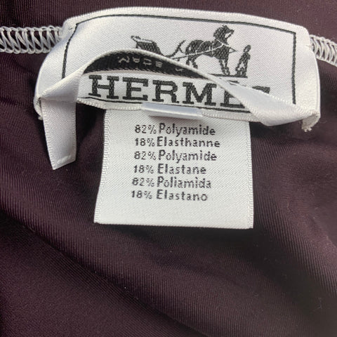 HERMES Size M Brown White Color Block Nylon Drawstring Speedo
