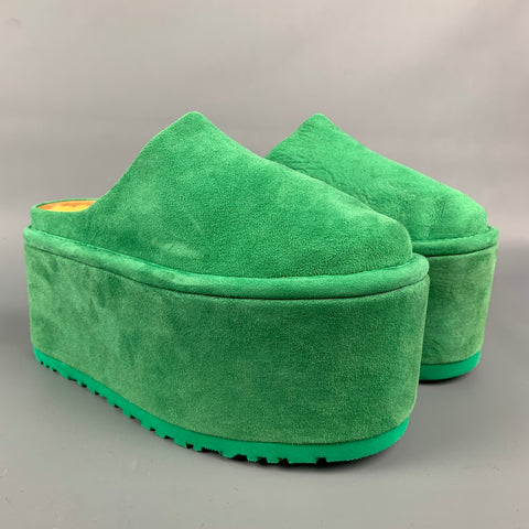 UGG x MOLLY GODDARD Zapatos planos con plataforma de ante verde talla 7