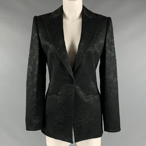 GIORGIO ARMANI Taille 6 Blazer en dentelle mélangée de viscose noire