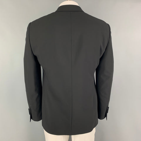 GIORGIO ARMANI Size 42 Black Metallic Peak Lapel Sport Coat