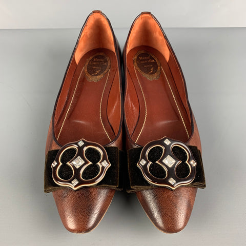 RENE CAOVILLA Size 8.5 Brown Velvet Embelished Flats