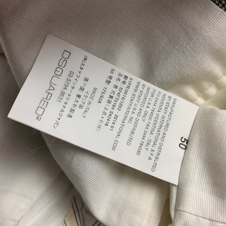 DSQUARED2 Taille 40 Costume à Revers en Laine Pied-de-Poule Noir Blanc