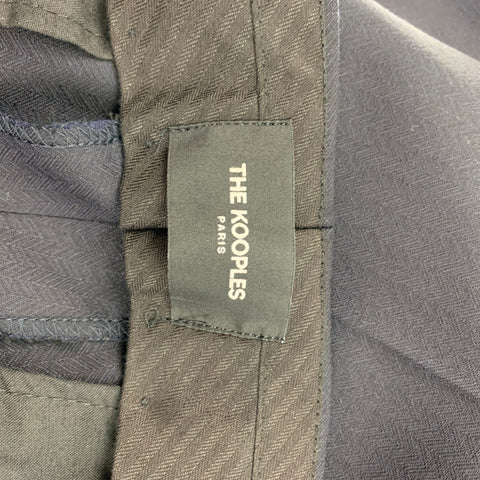 THE KOOPLES Size 40 Navy Black Herringbone Wool Mohair Tuxedo Suit