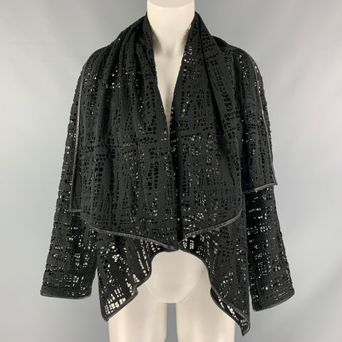 PORTS 1961 Chaqueta asimétrica de encaje negro talla 8