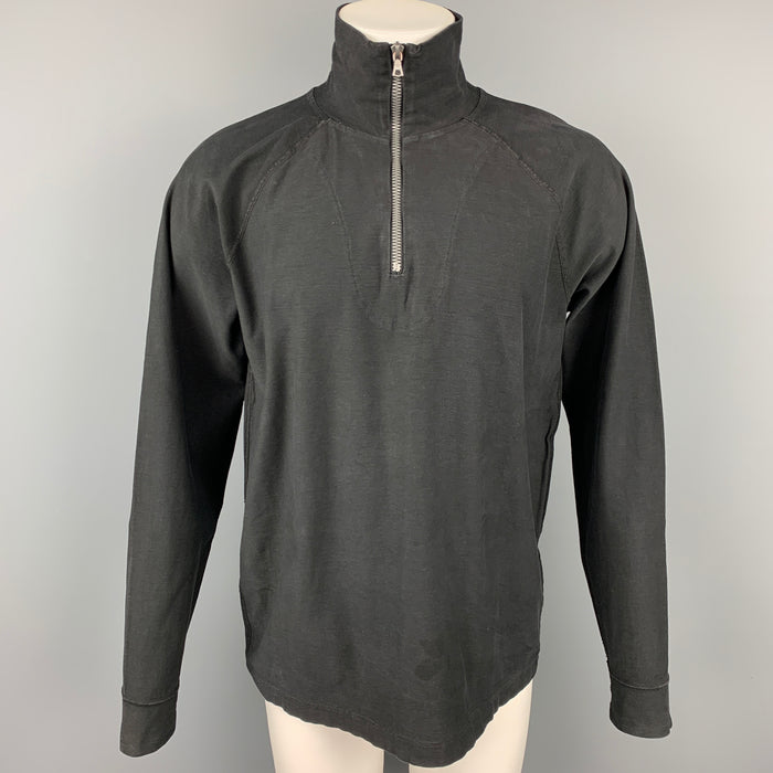 OUR LEGACY Size M Black Cotton Half Zip Pullover