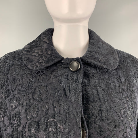CINZIA ROCCA Taille 6 Manteau Jacquard en Mélange de Viscose Noir