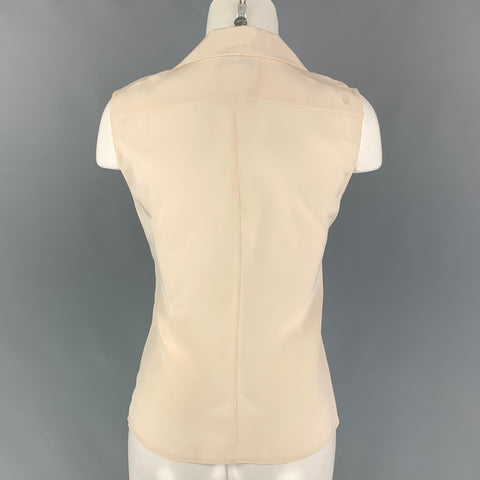 CHANEL 00100 05P Size 4 Beige Silk Sleeveless Dress Top