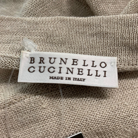 BRUNELLO CUCINELLI Size L Camel Mixed Fabrics Oversized Pullover