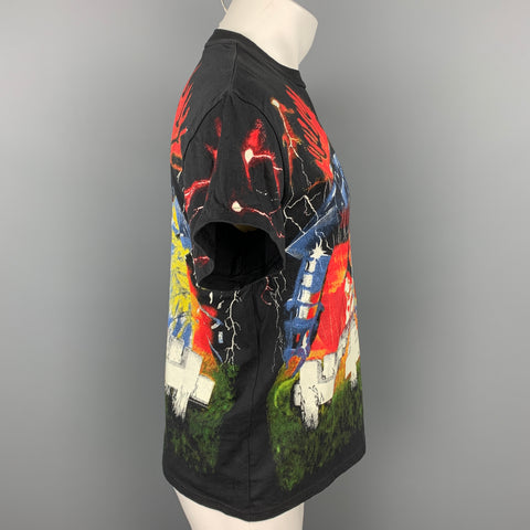R13 Size XS Black & Multi-Color Metallica Print Cotton Crew-Neck T-shirt