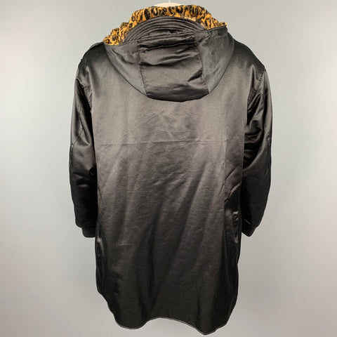 ENGINEERED GARMENTS Size L Black & Tan Leopard Print Polyester / Cotton Coat