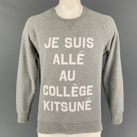 MAISON KITSUNE Size L Grey Graphic Cotton Crew-Neck Sweatshirt