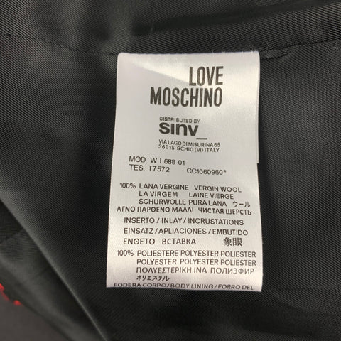 LOVE MOSCHINO Size 4 Red & Black Gingham Wool Rhinestone Jacket