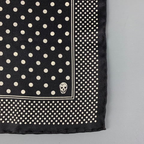 ALEXANDER MCQUEEN Black White Dots Silk Pocket Square