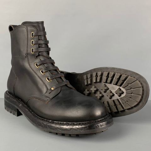 DOLCE & GABBANA Size 8.5 Black Leather Combat Ankle Boots