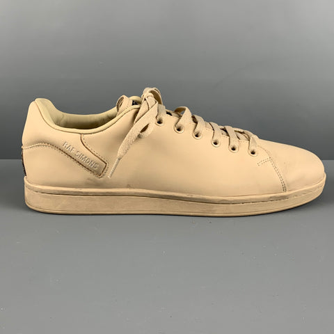 RAF SIMONS Size 11 Beige Leather Low Top Sneakers
