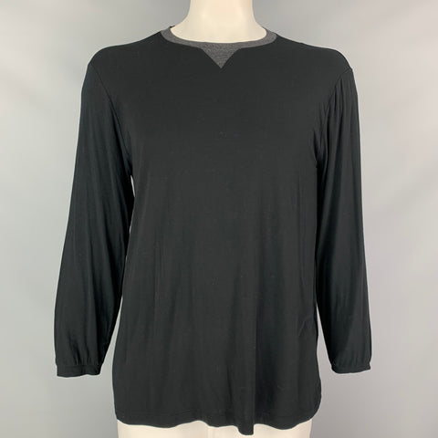 GIORGIO ARMANI Size XXL Black & Grey Crew-Neck Pullover