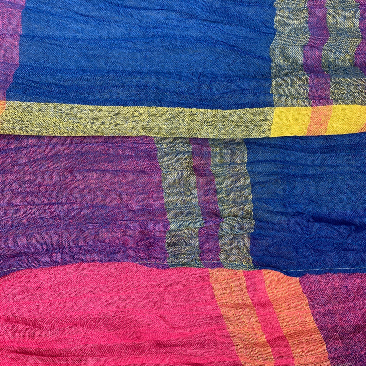VINTAGE Multi-Color Madras Plaid Polyester Scarf