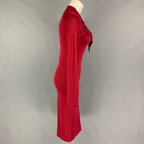 EMPORIO ARMANI Size 8 Burgundy Silk Blend Knitted Shift Dress