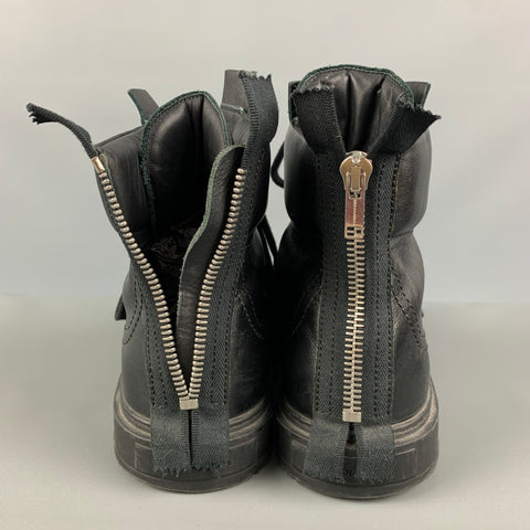 KRIS VAN ASSCHE Size 9 Black Solid Leather Boots
