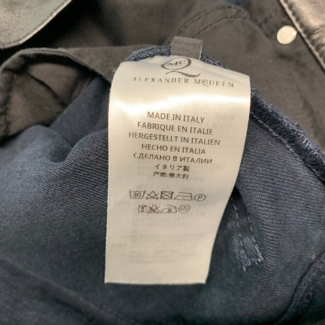 MCQ by ALEXANDER MCQUEEN Size 32 Navy Distressed Cotton Jeans